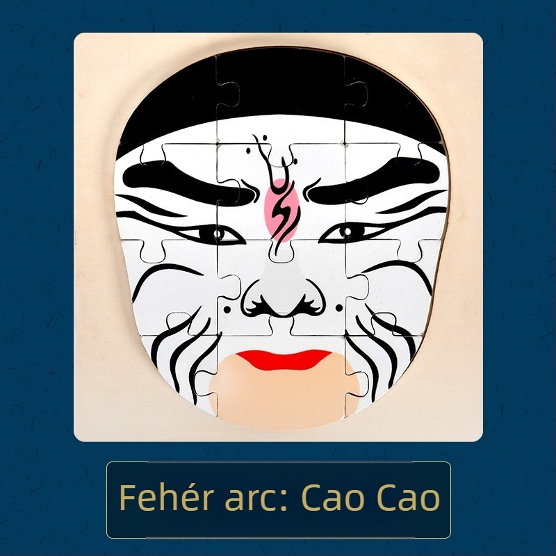 Fából készült Pekingi Opera arcváltó puzzle – viselhető, felnőttek és gyerekek számára, DIY, 4–6 éveseknek