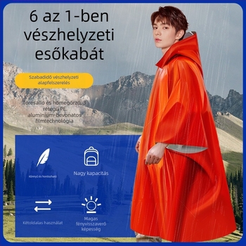 Esőponcsó túrázáshoz és kempingezéshez – sürgősségi hipotermia elleni védelem, vastag anyagú esőruha, modern minimalista stílus