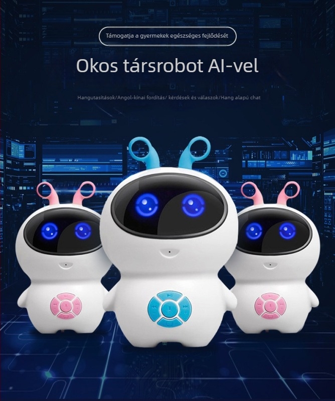 Gyermekek számára készült oktató robot – interaktív tanuló gép zenével/hanggal, mobilalkalmazással, ABS tokozás, modell M9, 4–6 éveseknek