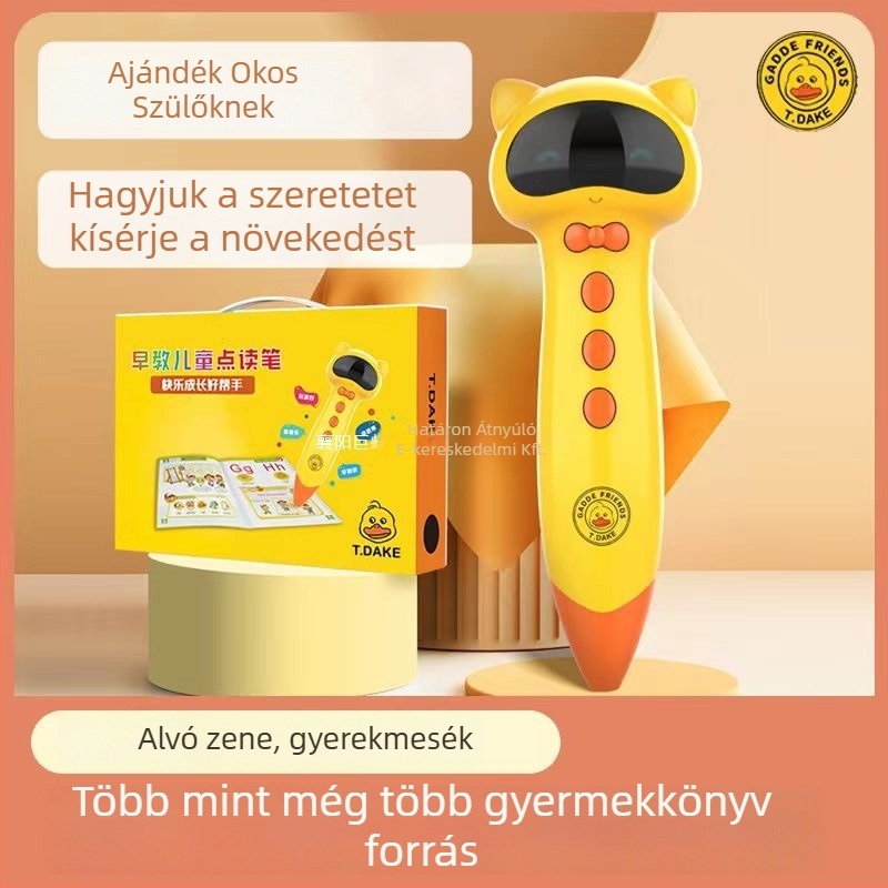 Little Yellow Duck Reading Pen – Interaktív olvasó toll zenével/hangfunkcióval, műanyag test, 0-3 évesek számára.