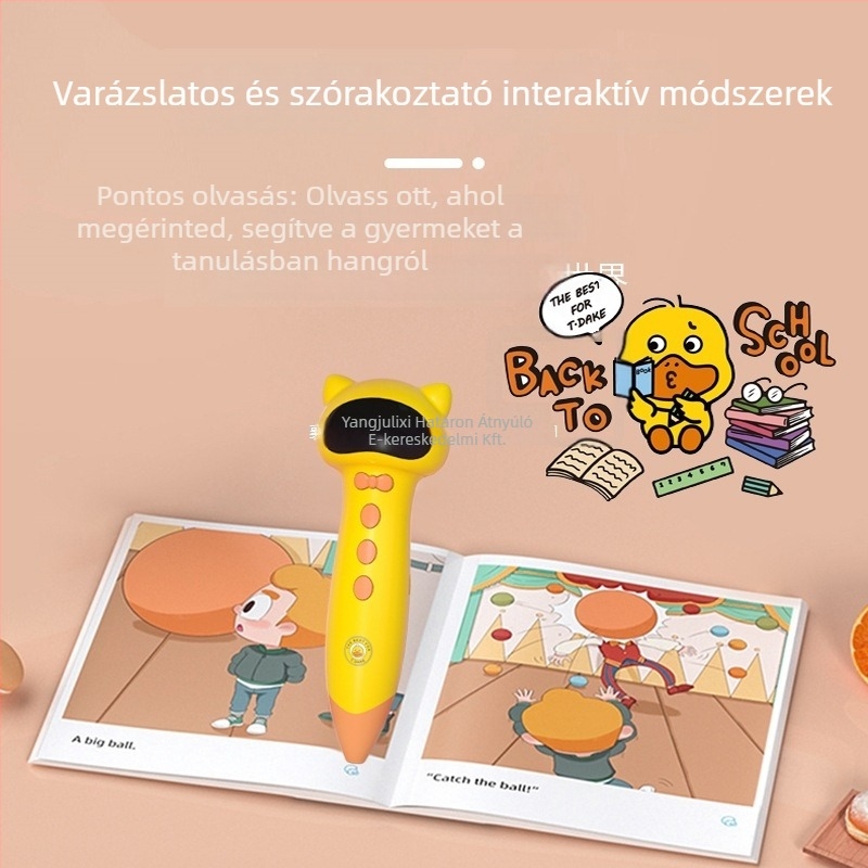 Little Yellow Duck Reading Pen – Interaktív olvasó toll zenével/hangfunkcióval, műanyag test, 0-3 évesek számára.