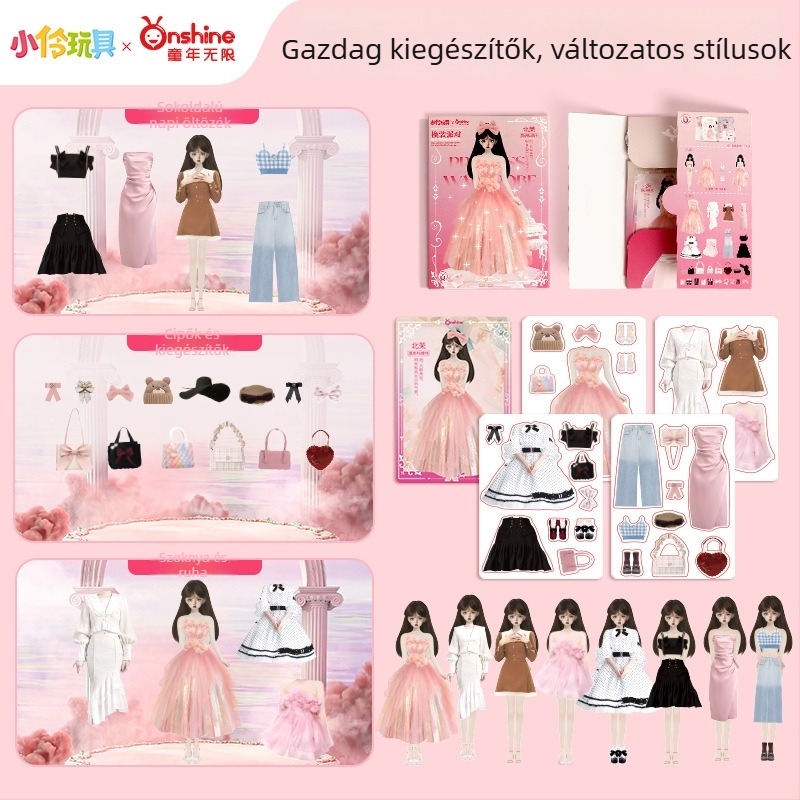 Mágneses matricás könyv öltöztetéshez – vágás nélküli csendes könyv a korai oktatáshoz, DIY hercegnő téma