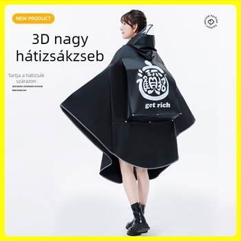Kerékpáros esőponcho, Cape stílus, EVA anyag, felnőtt, 1 személy, átlátszó (Cape stílus; EVA anyag; Felnőtt; 1 személy; Vízálló)