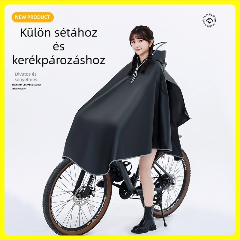 Kerékpáros esőponcho, Cape stílus, EVA anyag, felnőtt, 1 személy, átlátszó (Cape stílus; EVA anyag; Felnőtt; 1 személy; Vízálló)