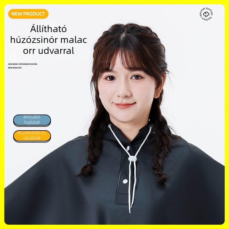 Kerékpáros esőponcho, Cape stílus, EVA anyag, felnőtt, 1 személy, átlátszó (Cape stílus; EVA anyag; Felnőtt; 1 személy; Vízálló)