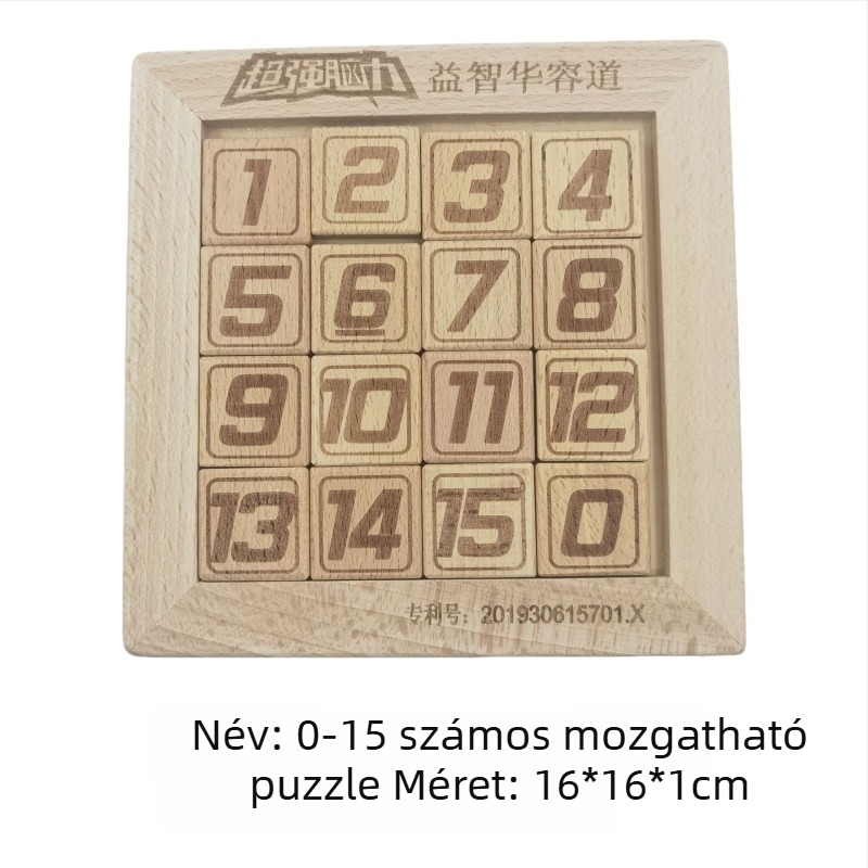 Fából készült síkpuzzle stresszoldáshoz: Three Kingdoms Huarong Road, csúszó puzzle, anyag: fa, korosztály 7–14 év, nehézség közepes