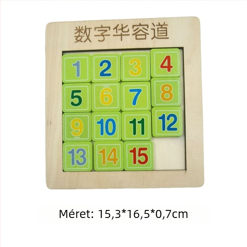 Fából készült síkpuzzle stresszoldáshoz: Three Kingdoms Huarong Road, csúszó puzzle, anyag: fa, korosztály 7–14 év, nehézség közepes
