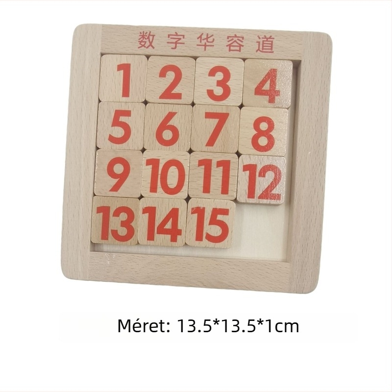 Fából készült síkpuzzle stresszoldáshoz: Three Kingdoms Huarong Road, csúszó puzzle, anyag: fa, korosztály 7–14 év, nehézség közepes