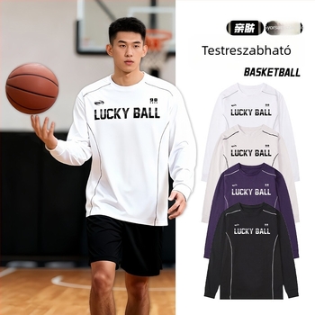 Kosárlabda mez hosszú ujjú, kerek nyakú, bőrbarát poliészter anyag, poliészter bélés, uniszex felnőtteknek