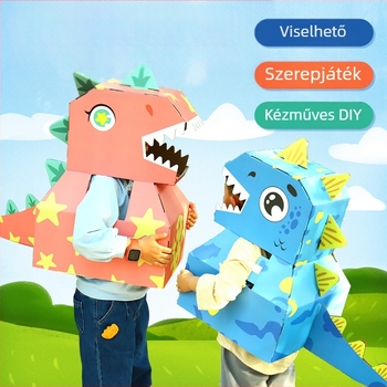 Háromdimenziós karton dinoszaurusz hordozható doboz DIY játék — anyag: papír, 3D panel, DIY-barát, 4–6 éveseknek