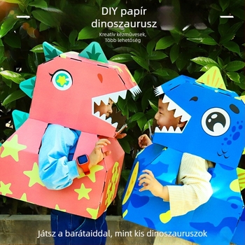 Háromdimenziós karton dinoszaurusz hordozható doboz DIY játék — anyag: papír, 3D panel, DIY-barát, 4–6 éveseknek