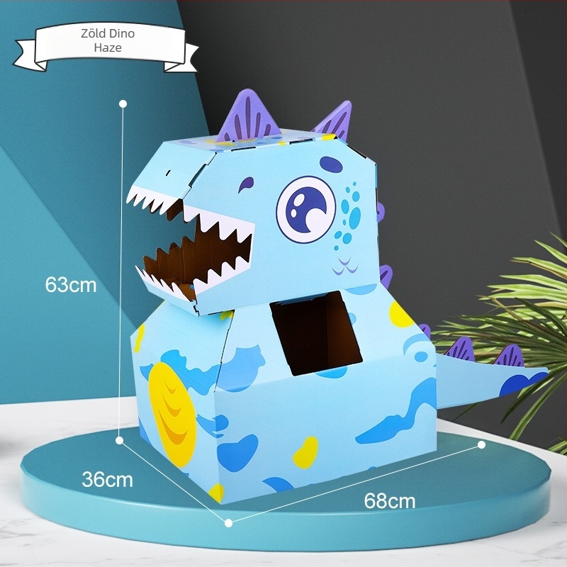 Háromdimenziós karton dinoszaurusz hordozható doboz DIY játék — anyag: papír, 3D panel, DIY-barát, 4–6 éveseknek