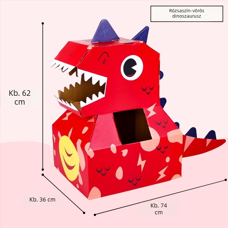 Háromdimenziós karton dinoszaurusz hordozható doboz DIY játék — anyag: papír, 3D panel, DIY-barát, 4–6 éveseknek
