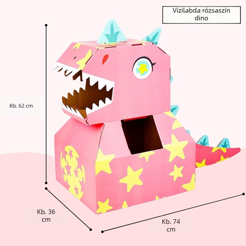 Háromdimenziós karton dinoszaurusz hordozható doboz DIY játék — anyag: papír, 3D panel, DIY-barát, 4–6 éveseknek
