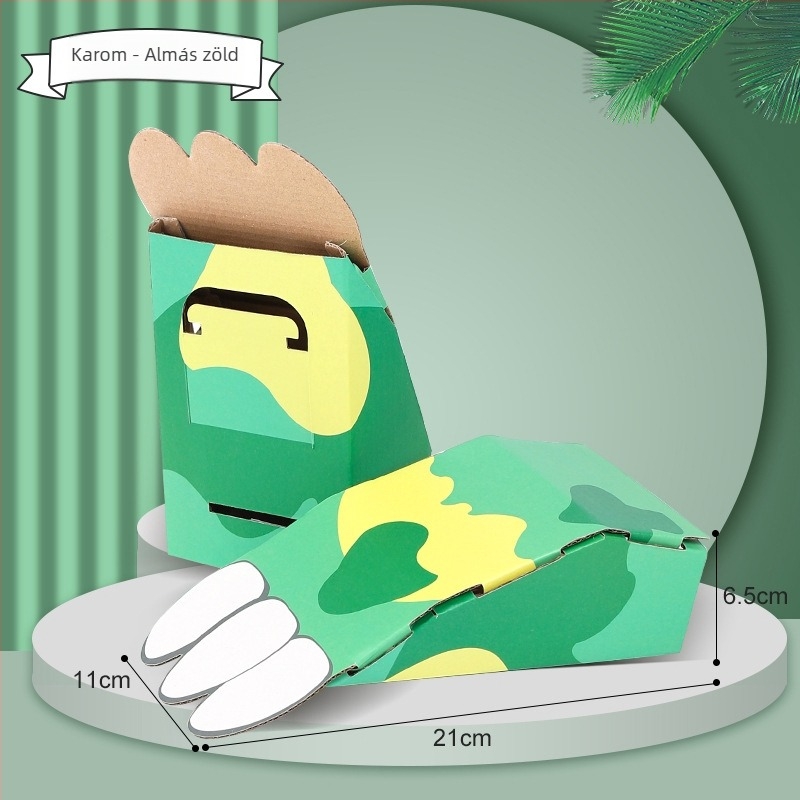 Háromdimenziós karton dinoszaurusz hordozható doboz DIY játék — anyag: papír, 3D panel, DIY-barát, 4–6 éveseknek