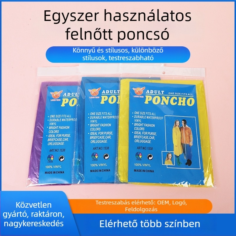 Túraesőponcsó PVC anyagból, körülbelül 3,5 mm vastagság, felnőtteknek