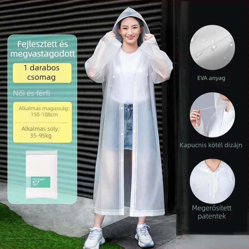 Egyszer használatos esőponcsó felnőtteknek, Haishi Hainuo, vast EVA anyag, teljes testfedés, egy személy részére