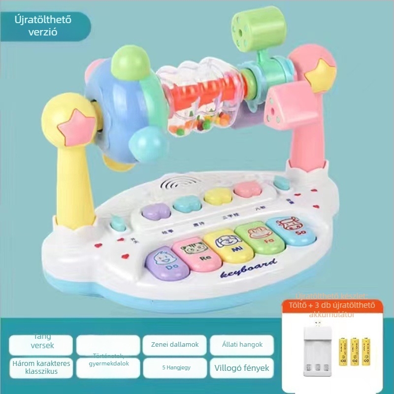 Multifunkcionális oktatási puzzle mese-történetű játék zenei funkcióval (elemről működő, műanyagból, 0–3 éveseknek, memória nélkül)