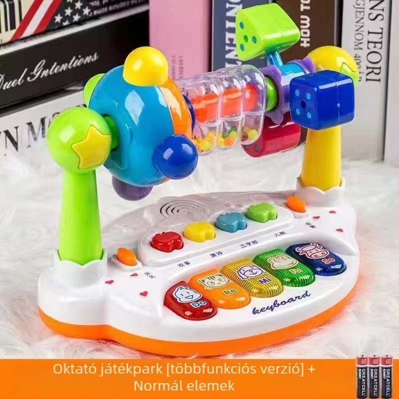 Multifunkcionális oktatási puzzle mese-történetű játék zenei funkcióval (elemről működő, műanyagból, 0–3 éveseknek, memória nélkül)