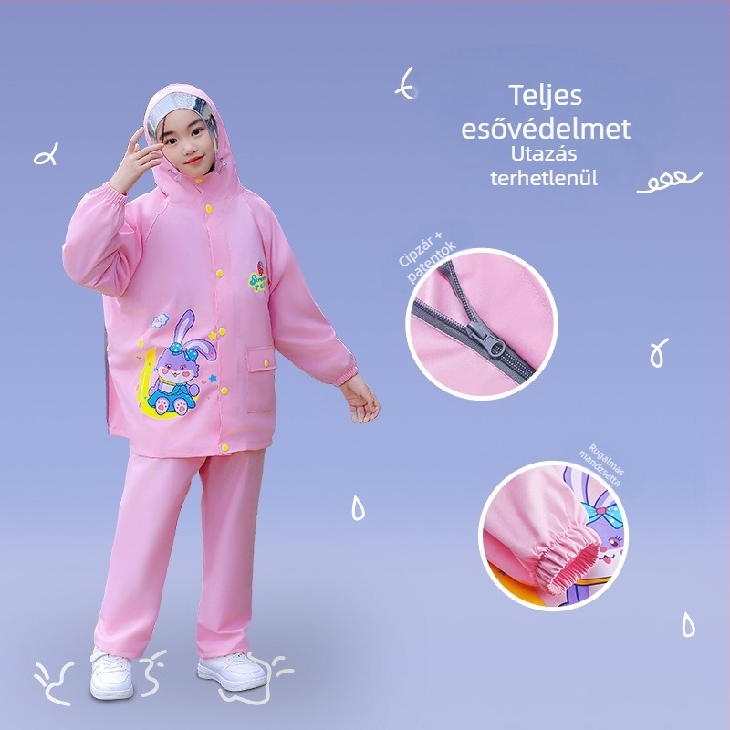 Gyermekek esőponcsója túrázáshoz - közepes vastagságú, rugalmas Chunya spinning anyag, PU vízálló réteg, 1 személyre