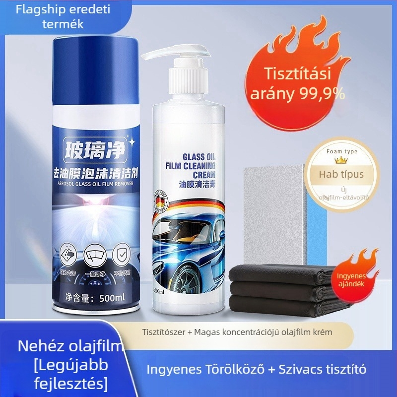 Autó első szélvédőjének olajfilm-tisztítója, esőálló habos tisztító, modell HCG-08