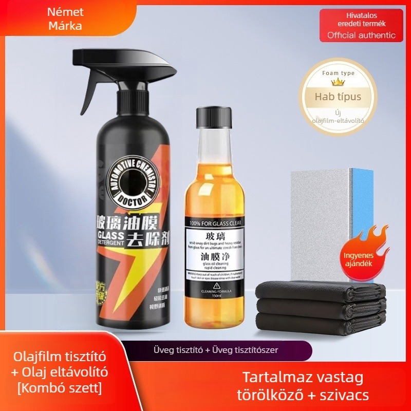 Autó első szélvédőjének olajfilm-tisztítója, esőálló habos tisztító, modell HCG-08