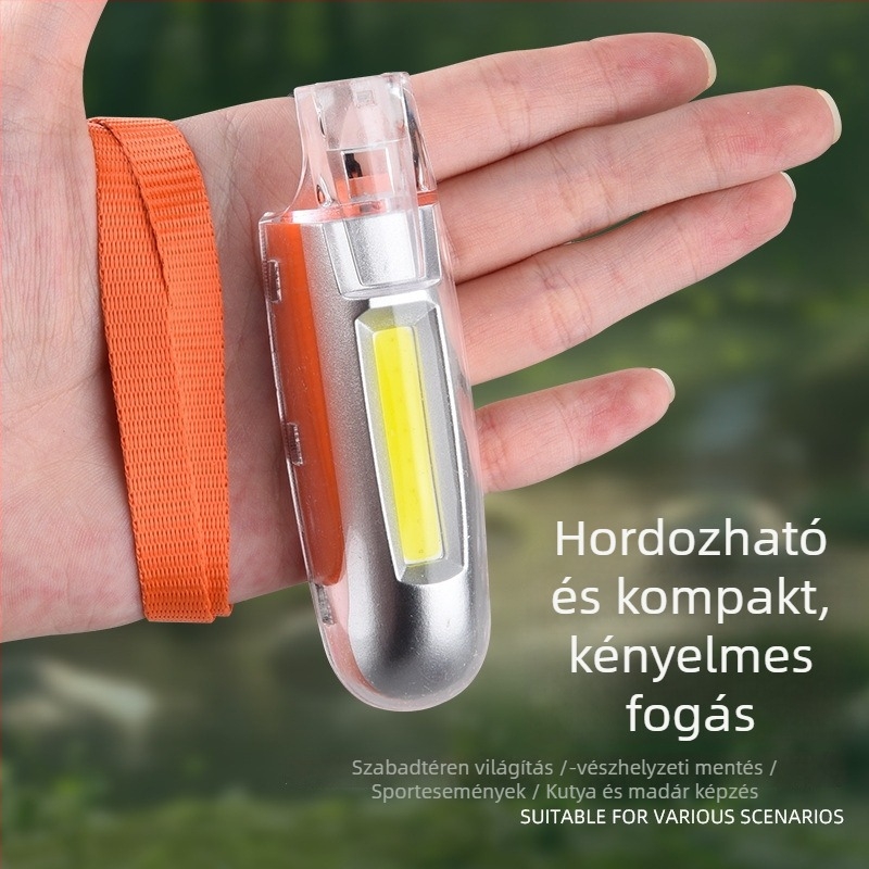 Kulcstartóval ellátott zseblámpa síppal és nyakpánttal – kültéri sportokhoz többfunkciós világítás