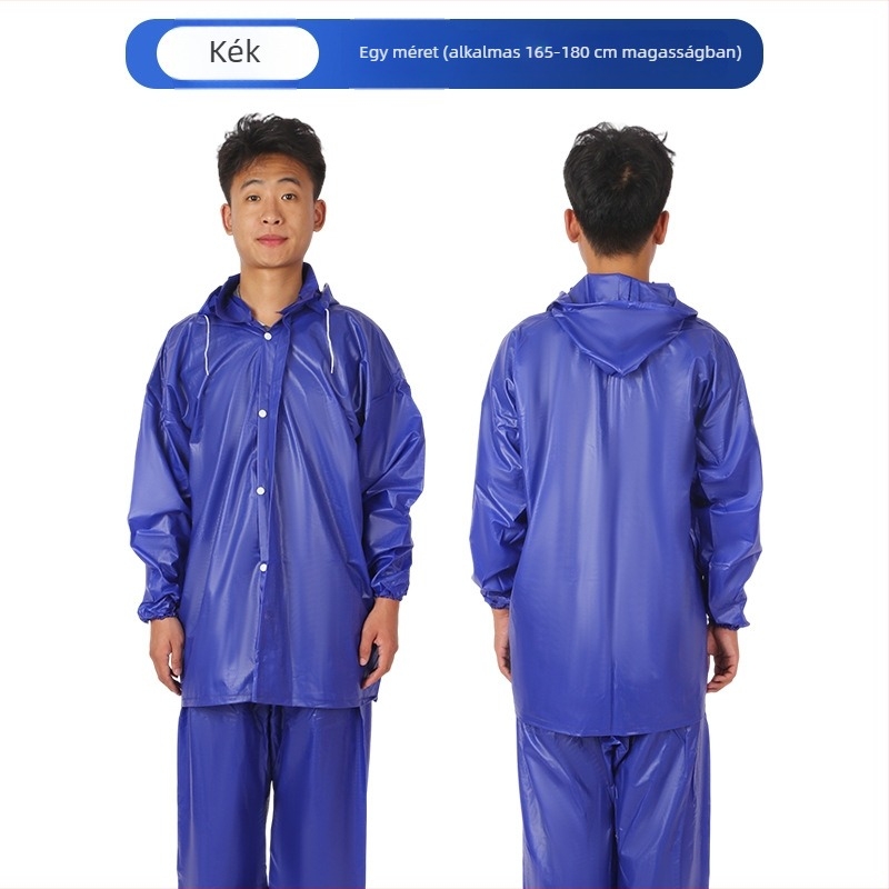 PVC esőkabát kapucnival, vastag vízálló, szállításra és munkahelyi higiénés feladatokhoz
