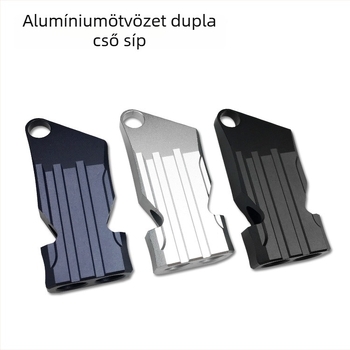 Kültéri túlélő síp alumíniumötvözetből, kettős cső, magas frekvenciájú edzés háziállatok számára, kulcstartó