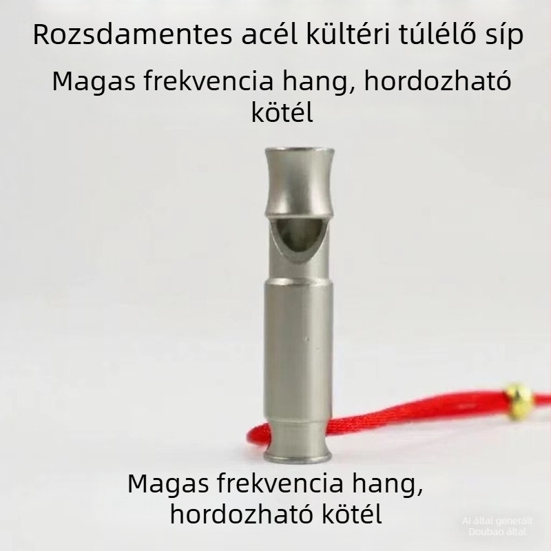 Túlélési síp, rozsdamentes acél, nagy hangerő, kültéri felszerelés túrázáshoz és kempingezéshez