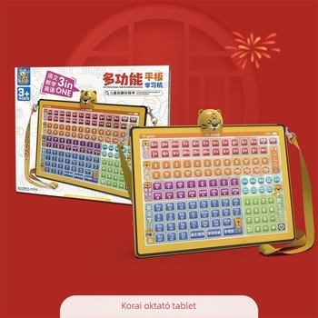 Korai neveléshez tervezett tanulótablet: Nyelv-, matematikai és angol nyelvi kiadás, érintőképernyő, újratölthető akkumulátor, zenelejátszás, műanyag ház