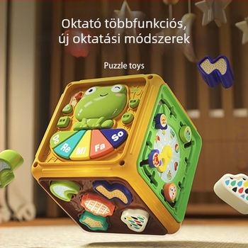 Baba zenés kézcsapkodó dobjáték – hatszögletű forma, műanyagból, Li-ion akkumulátorral működik, korai oktatás, 0–3 éveseknek