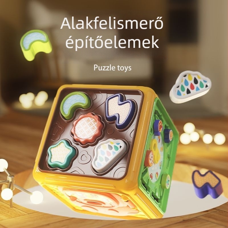 Baba zenés kézcsapkodó dobjáték – hatszögletű forma, műanyagból, Li-ion akkumulátorral működik, korai oktatás, 0–3 éveseknek