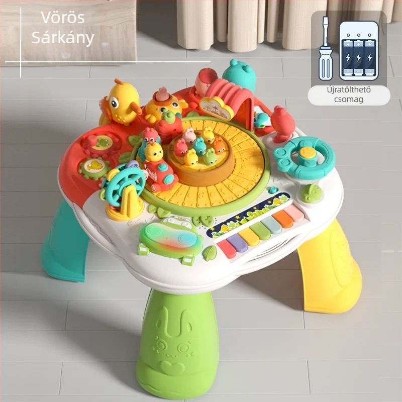 Little Back Bear Oktatív Játékasztal Zenével és Hanggal – Műanyagból, Elemről működik, 0–3 éveseknek