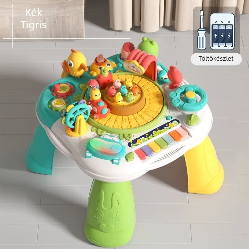 Little Back Bear Oktatív Játékasztal Zenével és Hanggal – Műanyagból, Elemről működik, 0–3 éveseknek