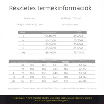 Motorkerékpár esőruha készlet: osztott esőkabát és esőnadrág, Oxford anyag, PU vízálló réteg, teljes test védelmet nyújtó