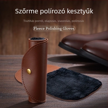 Cipőpolírozó kesztyű puha sörtékkel, imitációs gyapjú velúr kefével, ismételt használatra, ápolás és dezinfekció