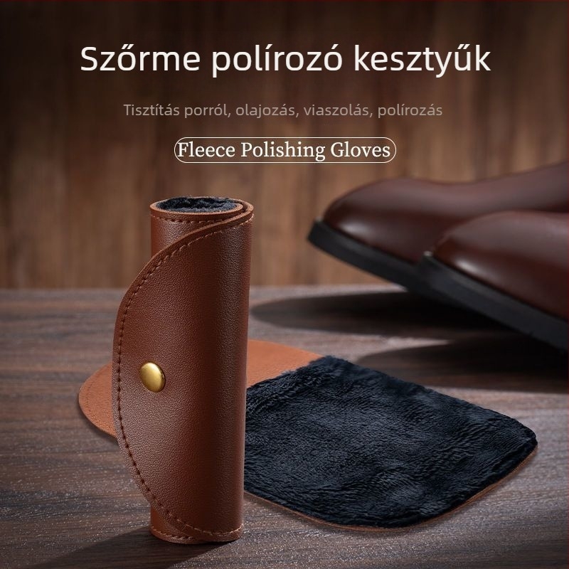 Cipőpolírozó kesztyű puha sörtékkel, imitációs gyapjú velúr kefével, ismételt használatra, ápolás és dezinfekció