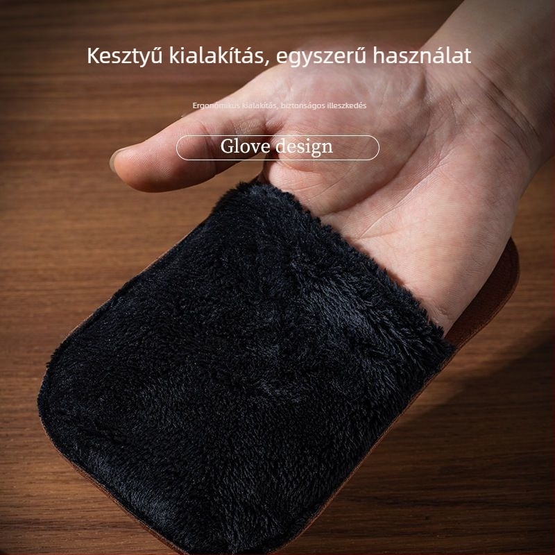 Cipőpolírozó kesztyű puha sörtékkel, imitációs gyapjú velúr kefével, ismételt használatra, ápolás és dezinfekció