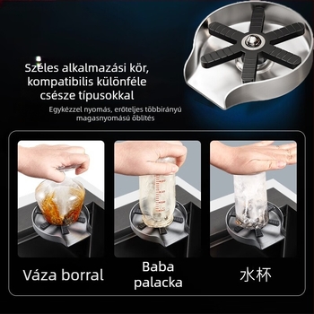 Automata magasnyomású pohármosó mosogatóhoz — rozsdamentes acél, HW-XBQ modell, névleges nyomás 1.6, 0–90°C, 20 mm bemenet-kimenet