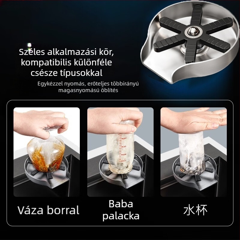 Automata magasnyomású pohármosó mosogatóhoz — rozsdamentes acél, HW-XBQ modell, névleges nyomás 1.6, 0–90°C, 20 mm bemenet-kimenet