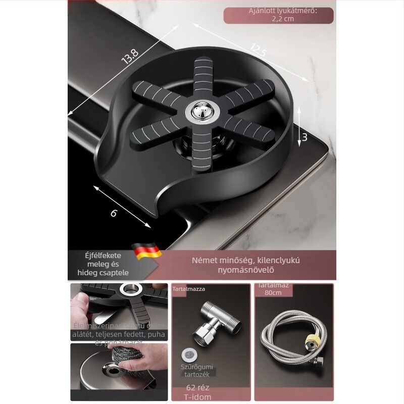 Automata magasnyomású pohármosó mosogatóhoz — rozsdamentes acél, HW-XBQ modell, névleges nyomás 1.6, 0–90°C, 20 mm bemenet-kimenet