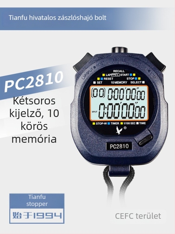 Elektronikus stopper kettős soros kijelzővel, szünet funkcióval, ABS tokkal, csúszásmentes felület
