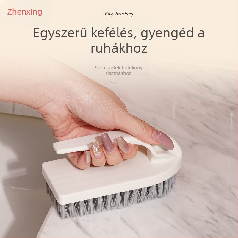 Cipőtisztító kefe műanyag huzalszálakkal, csúszásmentes fogantyú, modern minimalista kialakítás, multifunkcionális