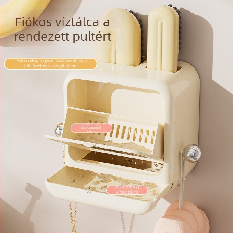 Patentesített 3–in–1 ruházati és cipőtisztító készlet, fúrás nélküli szappantartóval