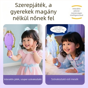 AI okos tükör tanuló játék hangfelismeréssel, Wi‑Fi-vel és újratölthető akkumulátorral — szülő-gyerek közös játék és hercegnő ruházkodás témájú interaktív oktató játék 7–14 éveseknek