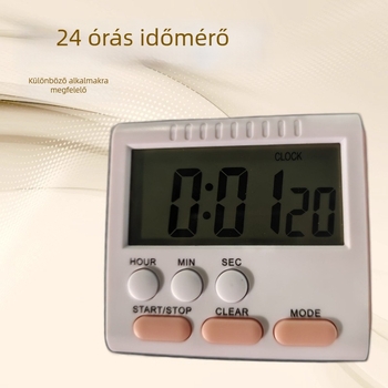 Nagy képernyős digitális visszaszámláló időmérő ébresztéssel, kronográffal és világidővel – LCD-kijelző, elektronikus mozgás, elemmel működik