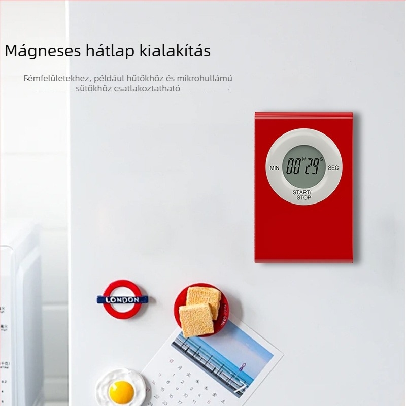 99 perc 59 másodperc időzítő LCD kijelzővel, ébresztővel és kronográffal — ABS burkolat, konyha és tanulás céljából