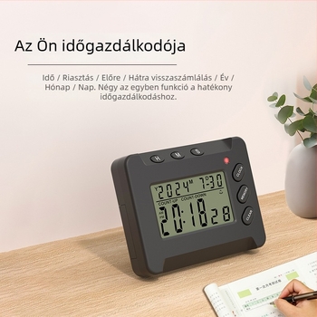 Digitális konyhai időmérő LCD kijelzővel, elektronikus működés, ABS ház, riasztás, mágneses rögzítés
