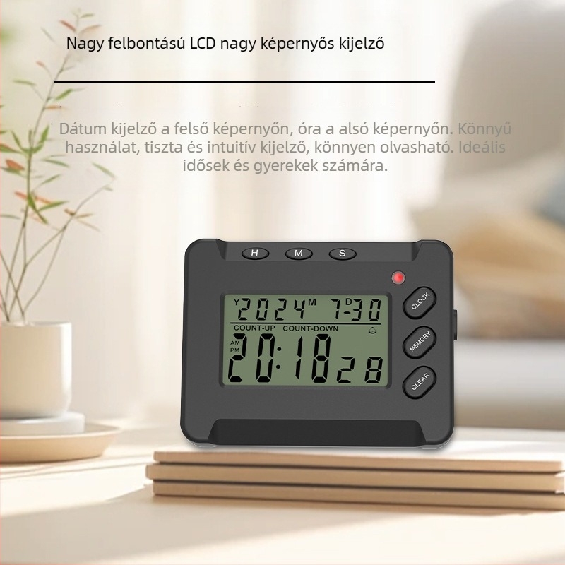 Digitális konyhai időmérő LCD kijelzővel, elektronikus működés, ABS ház, riasztás, mágneses rögzítés